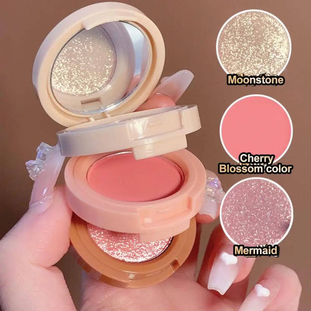 

3 In 1 Matte Highlighter Blush Palette Pearly Blush Shiny Eyeshadow Multifunctional Face Makeup Palette Female Cosmetics