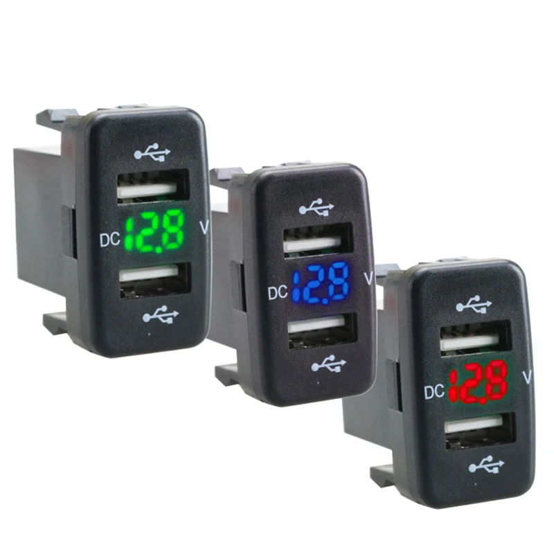 

Fast Charger Car Charger Dual Port 12-24V 4.2A Socket with Voltage Display Power Socket Charger Auto Accessories with Line