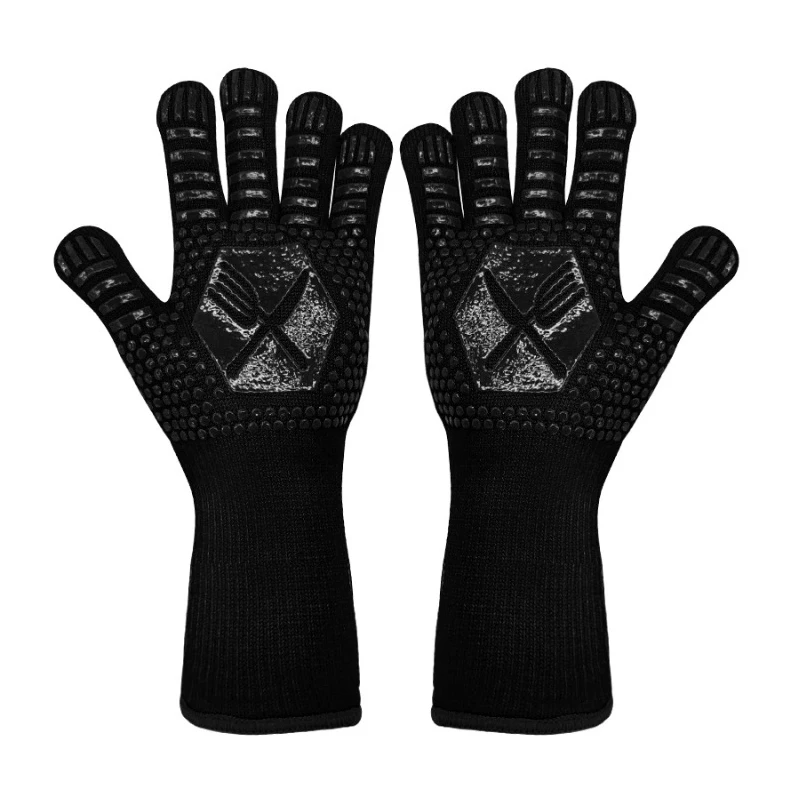 

1 Pair Microwave Kitchen Glove BBQ Gloves High Temperature Resistance Oven Mitts 800 Degrees Fireproof Barbecue Heat Insulation