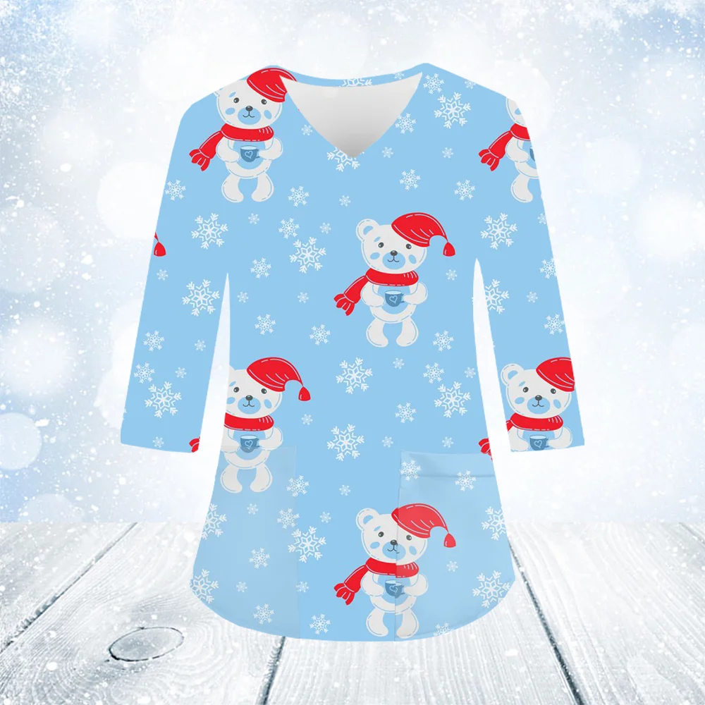 Хирургическая униформа женская рождественская мультяшная принт ветеринарная