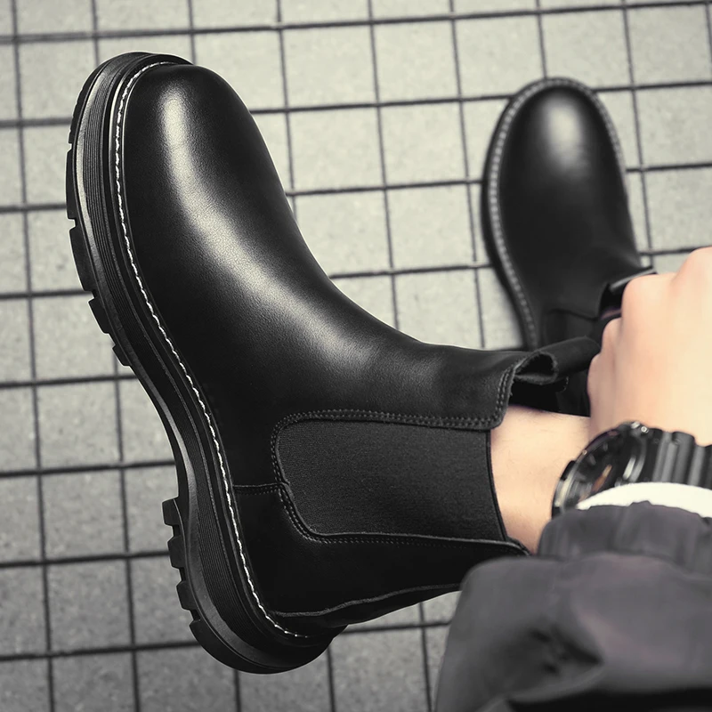 Мужские высокие модные ботинки новые мотоциклетные ботильоны водонепроницаемые