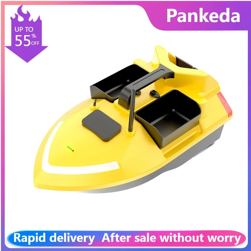 

Fluorescent RC Bait Boat Yellow V020 Sonar Smart 40 Points GPS Auto Return 2KG Loading 500M Night Lights For Fishing Fish Finder