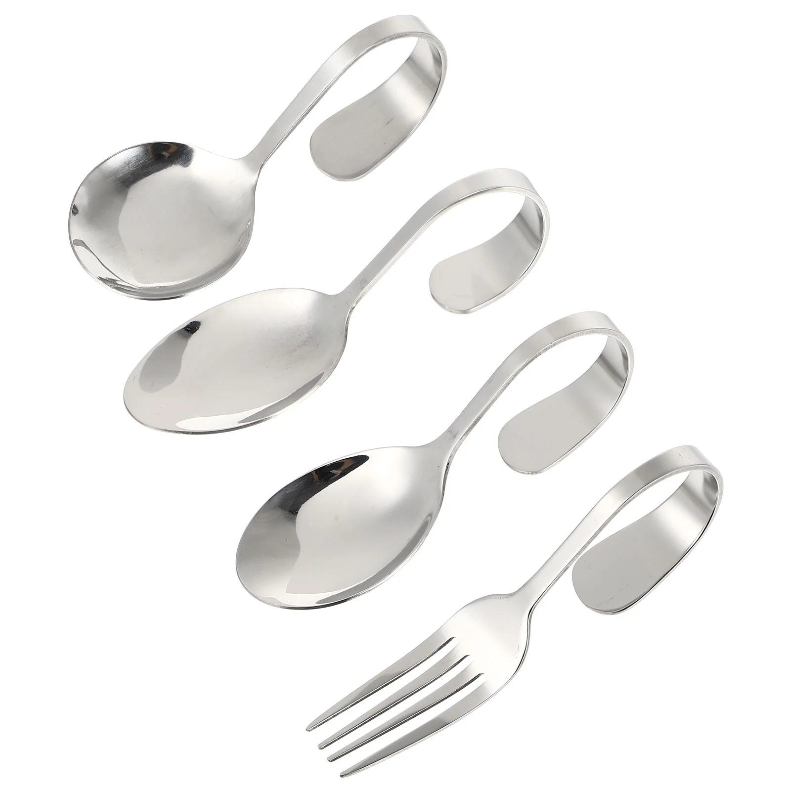 

Spoons Spoon Curved Bent Short Steel Stainless Practical Simplesilverware Eating Toddler Serving Baby Appetizer Forks Cake