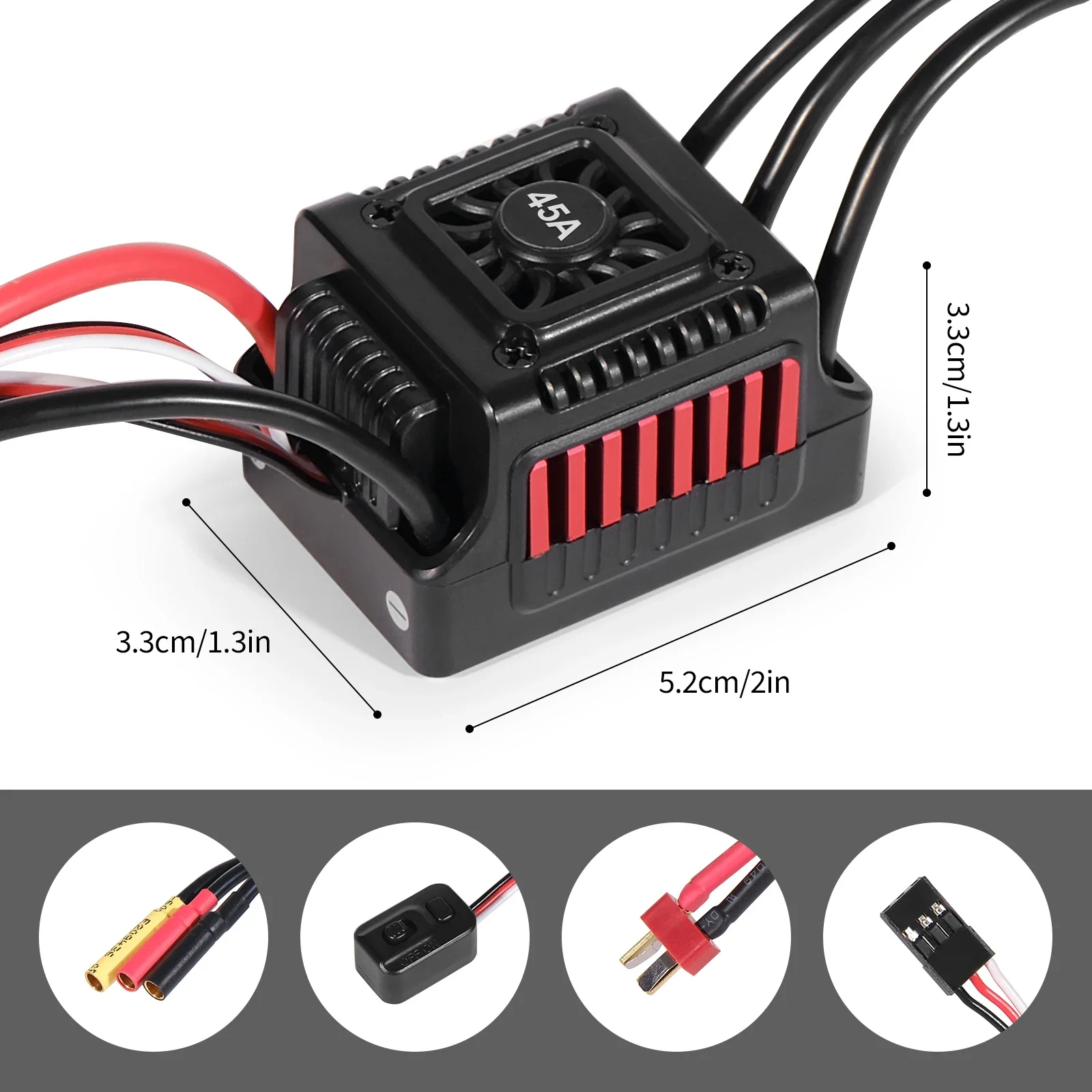 NEEBRC 45A 60A Бесщеточный ESC, водонепроницаемый, пылезащищенный, TXT60 2-3S для радиоуправляемых машин 110, краулеров, монстров, багги, внедорожных и шоссейных моделей Wltoys WPL (art.: 3920d93caafa0) - 3920d93caafa0