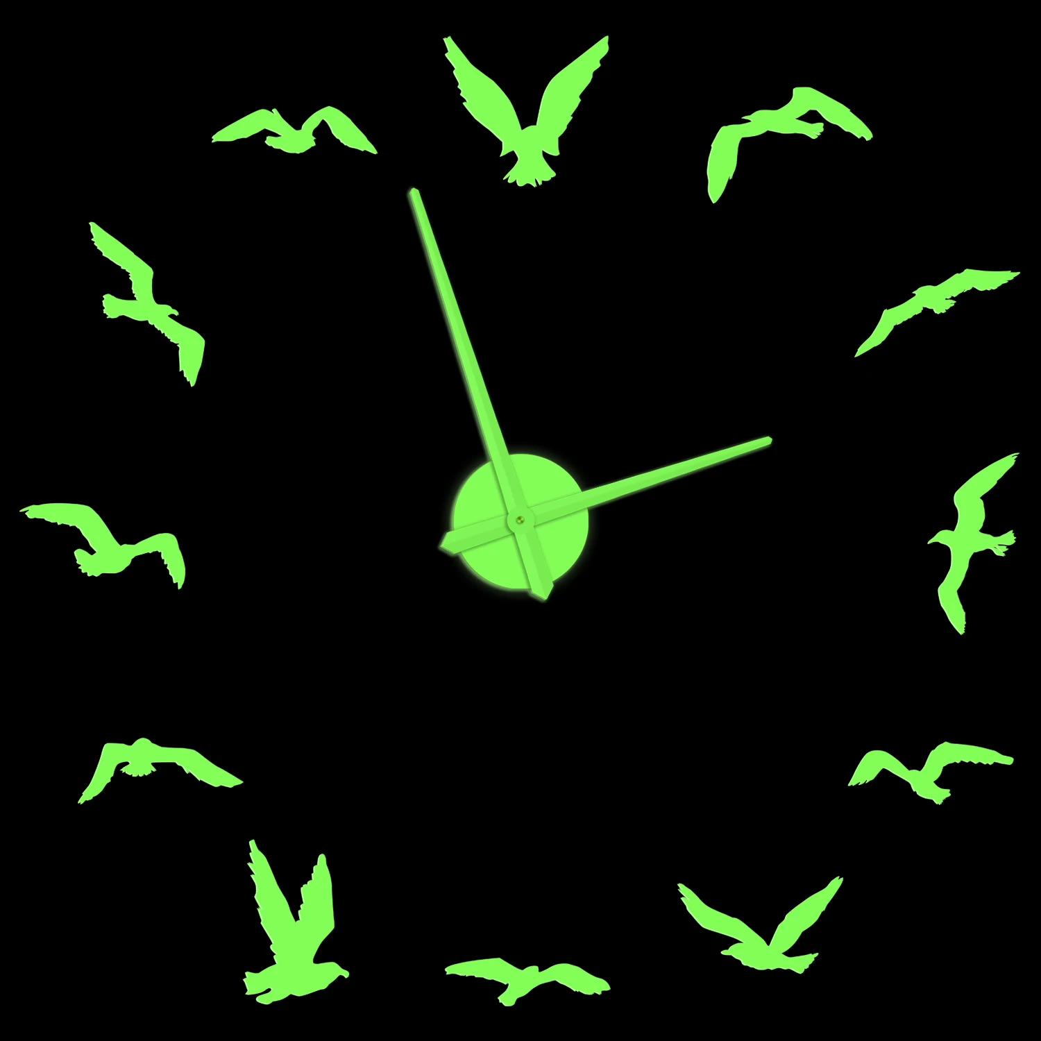 

Seagull Luminous Large Wall Clock Fly Birds Nature Animal Home Decor Glowing DIY Stickers Silent Non Ticking Watch For Kid Room