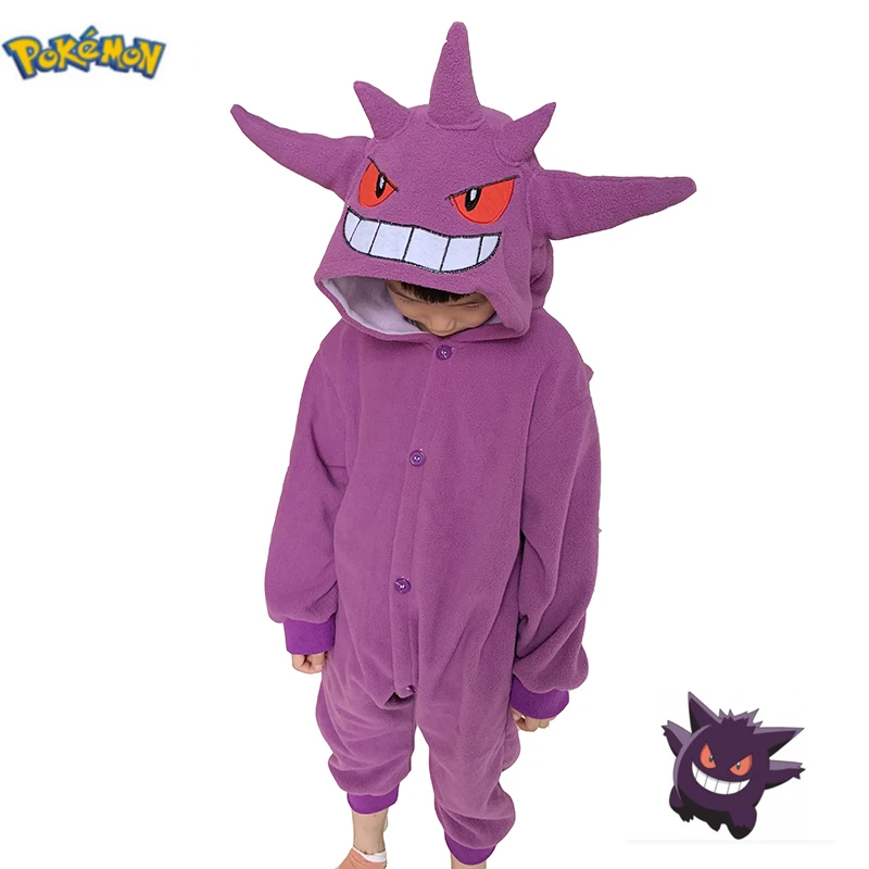 Pokemon Cosplay Clothes Kids Gengar Onesies Children Kigurumi Full Body Sleepwear Girls Whole Pijamas Boys Costume For Halloween