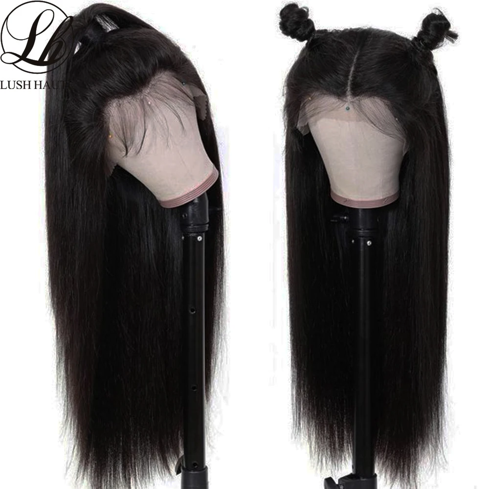 

Long Straight 13X4 Lace Wigs Synthetic Middle T Part Lace Wigs Nature Black Straight Wigs For Women Glueless 180% Density Hair