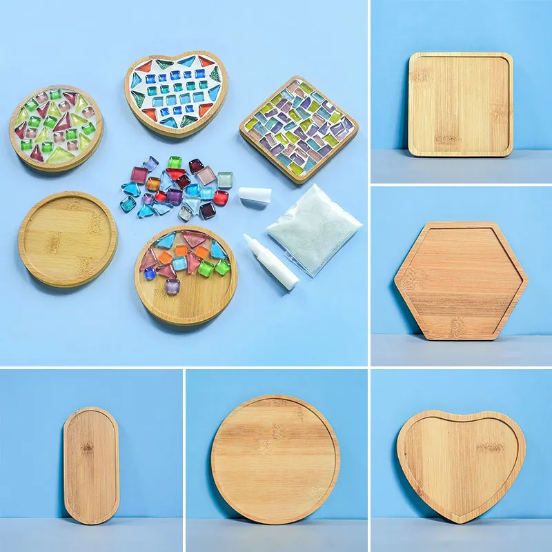 

Bamboo Coasters Mosaic Handmade Creative Material For Kids Cup Mat Placemat Crystal Mosaic Craft Mosaic Tool Kit Holiday Gift