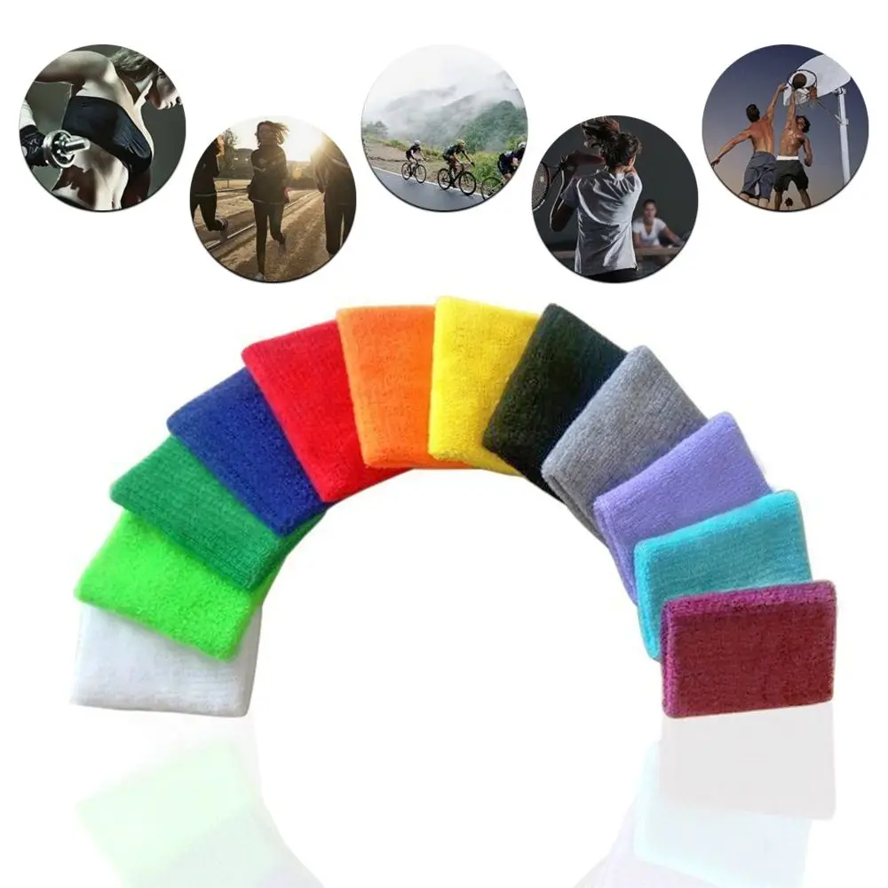

5PCS Cotton Sweatband Sport Safety 10 Colors Polyester Wristband Wrist Support Basketball
