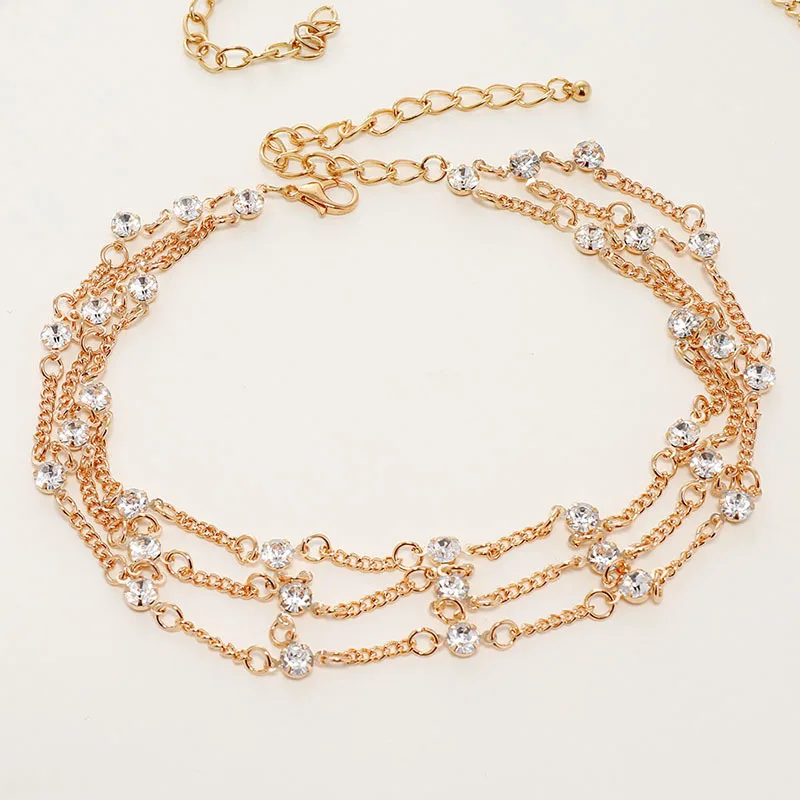 Модное роскошное позолоченное ожерелье Стразы цепочка для груди сексуальный