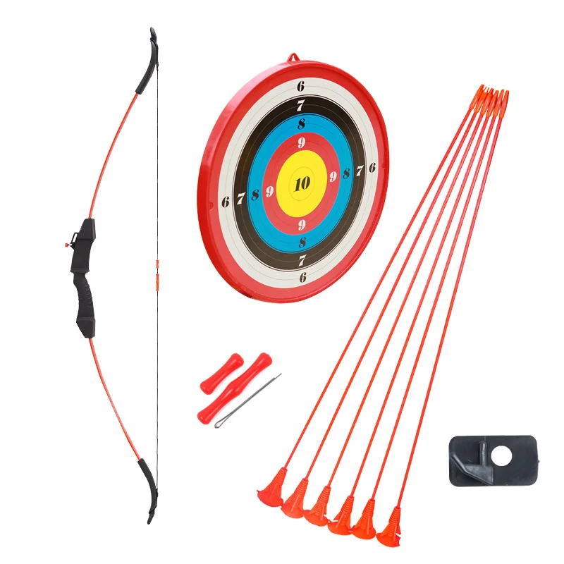 

15 Lbs Recurve Bow 41 Inches with Sight Finger Guard 6 Pcs Arrow for 4-13 Years Children Practice Archery Hunting Shooting