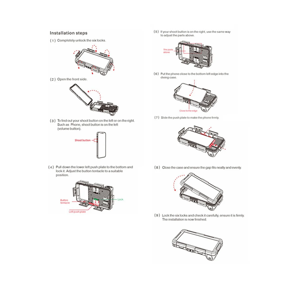

SHELLBOX S IP68 Waterproof Diving Case Full Coverage Phone Shell Pouch for IPhone Supports All Non-Folding Screen Phones