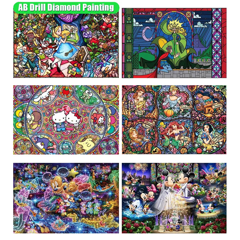 

Disney Full Drill 5D Diy Ab Diamond Painting Cartoon Mickey Princess Mouse Cat Embroidery Cross Stitch 5D Rhinestone Decor Ll372