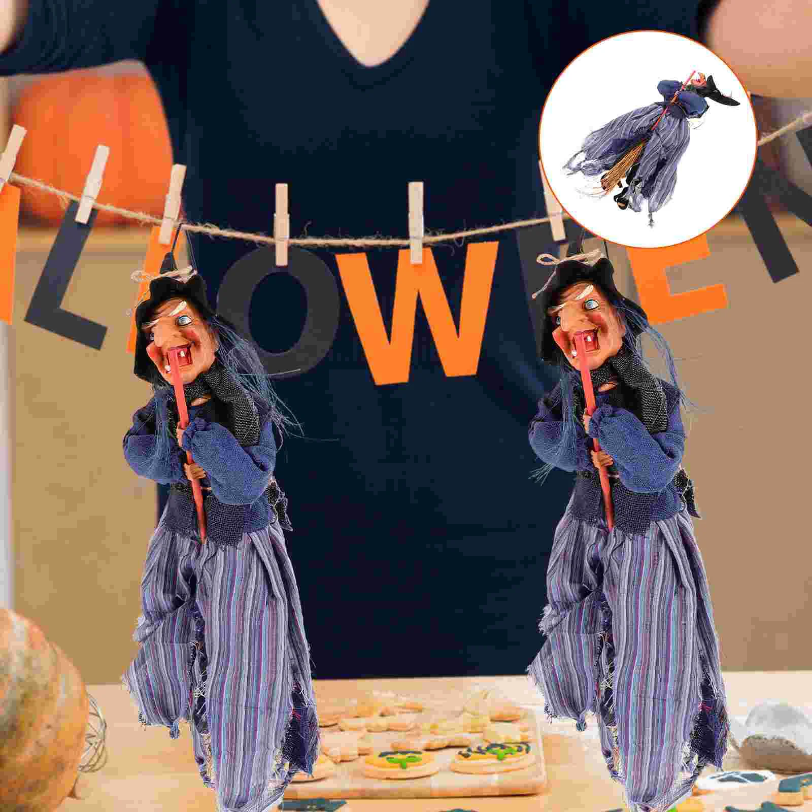 

Witch Broom Pendant Halloween Hanging Prop Blush Decor Sports Ornaments Plastic
