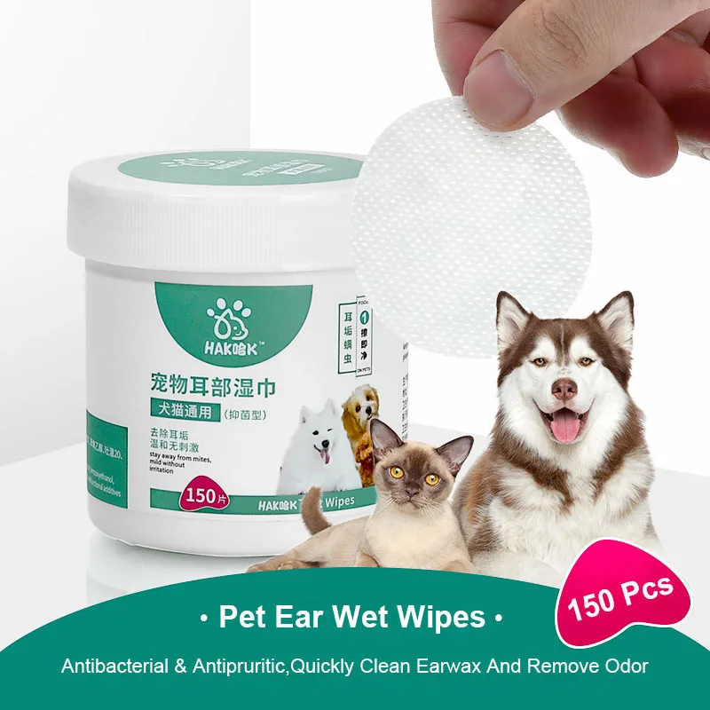 

1 box 150 Pcs Pet Wet Wipes Dog Cat Earwax Clean Odor Remover Cleaning Paper Stain Remover Wipes for Dog Cat Ears