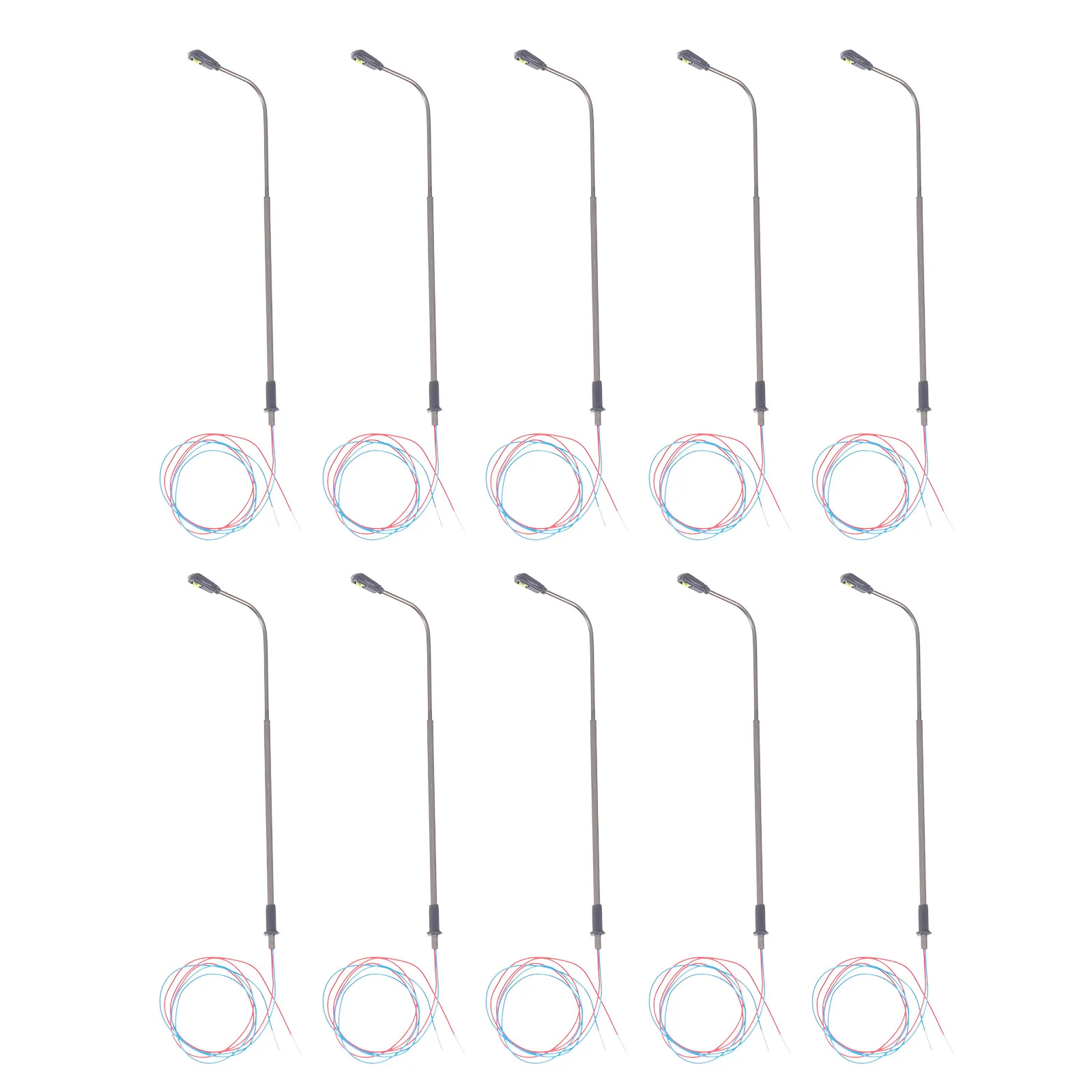 

10 PCS Sand Table Model Lamp Post Street Light Glow Accessories Rural 1/150 Scaled Railway Stainless Steel Child