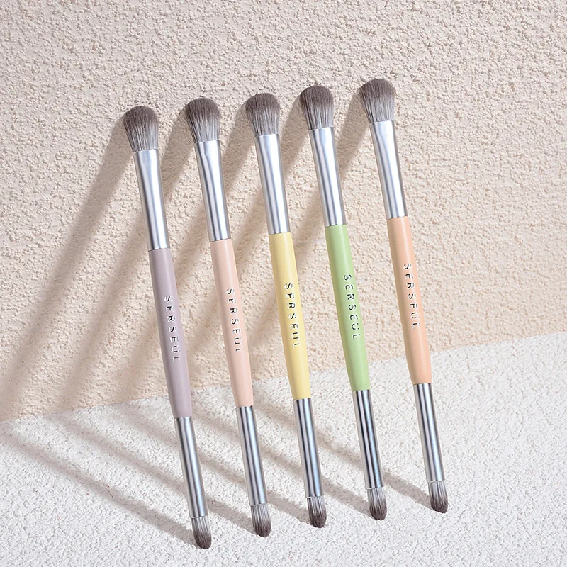 

Professional Double Head Natural Eye Makeup Brushes Eyeshadow Contour Blending Smokey Make Up Beauty Make Up Brushes Tool
