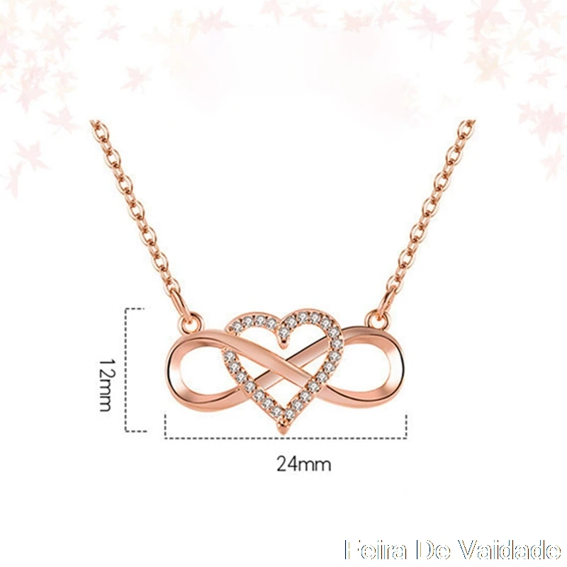 Модное романтическое ожерелье цвета розового золота и серебра с фианитом |