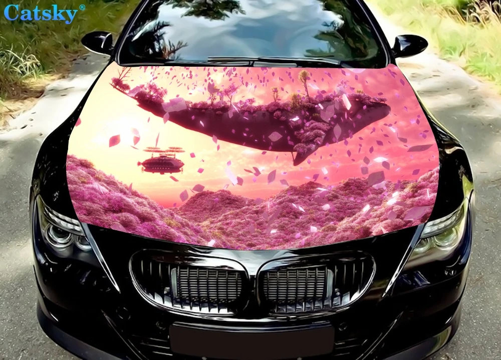 

Fantasy Whale 2 Car Hood Vinyl Stickers Wrap Vinyl Film Engine Cover Decals Sticker Car Accessories Car Hood Protector