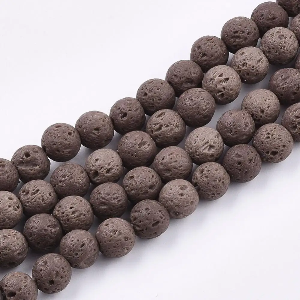 

1 Strand Natural Lava Rock Beads Strands Dyed Round Coconut Brown 8~8.5mm Hole: 1mm