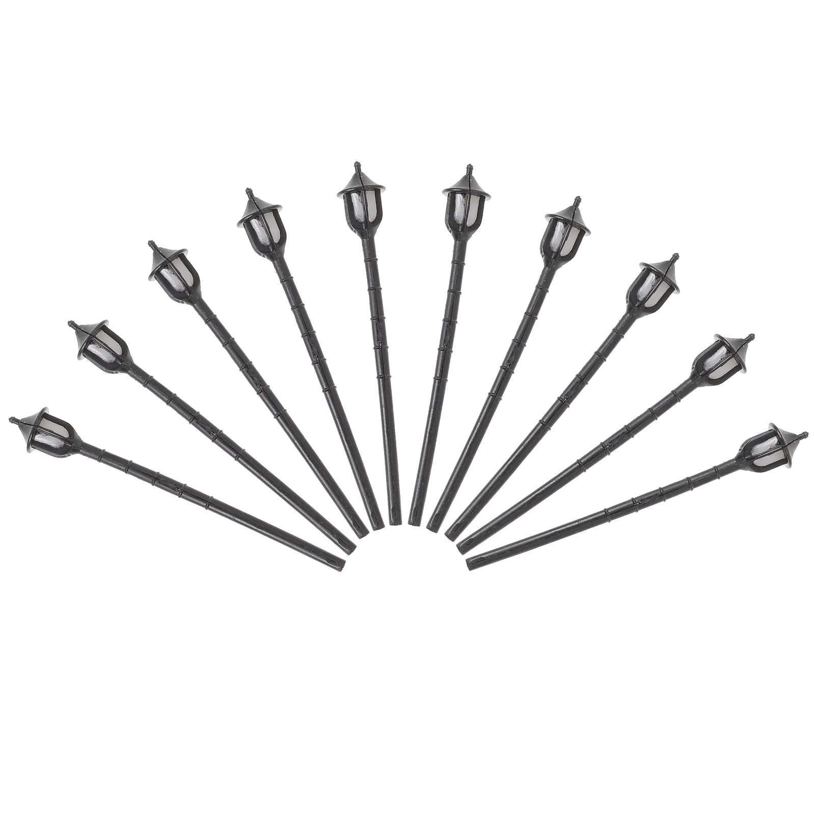 

10 Pcs Sand Table Mini Street Light LED Decor Post Lights Plastic Miniature Ornament