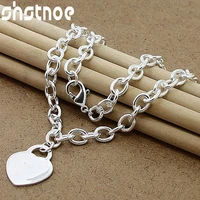 925 sterling silver heart card pendant necklace 18 inch chain for women man engagement wedding fashion charm jewelry