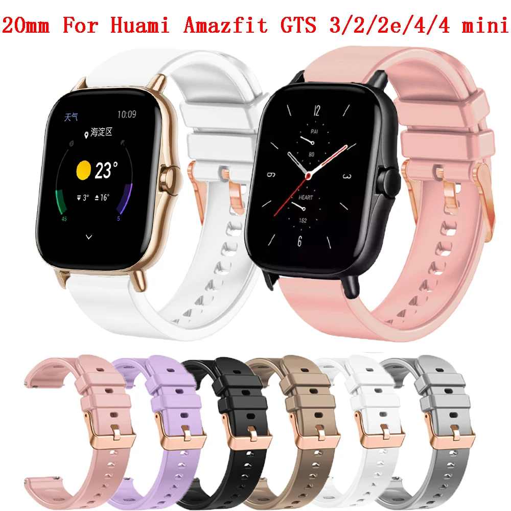 

20 мм спортивный браслет для Huami Amazfit GTS 2/4/2e/3/GTS2/GTS4 Mini силиконовый мягкий сменный ремешок для часов Amazfit GTR 42 мм