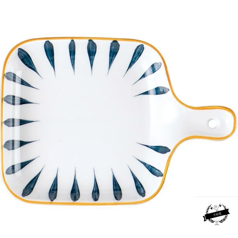 

Large striped baking tray home ceramic steak plate cutlery oven dish plate