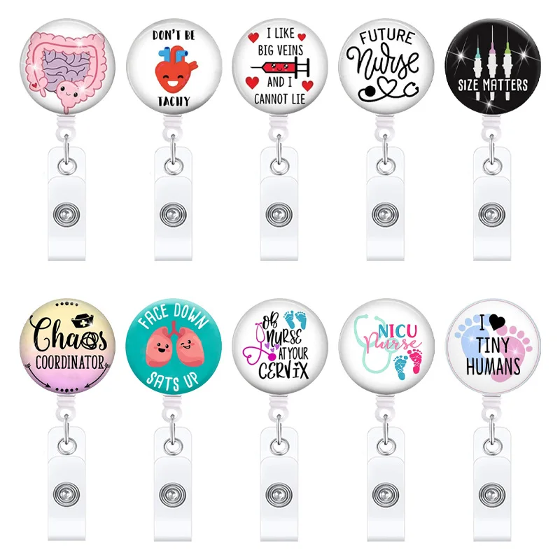 New Organ & Injector Hospital  Nurse Doctor Badge Reel Retractable ID Badge Holder With 360 Rotating Alligator Clip Name Holder