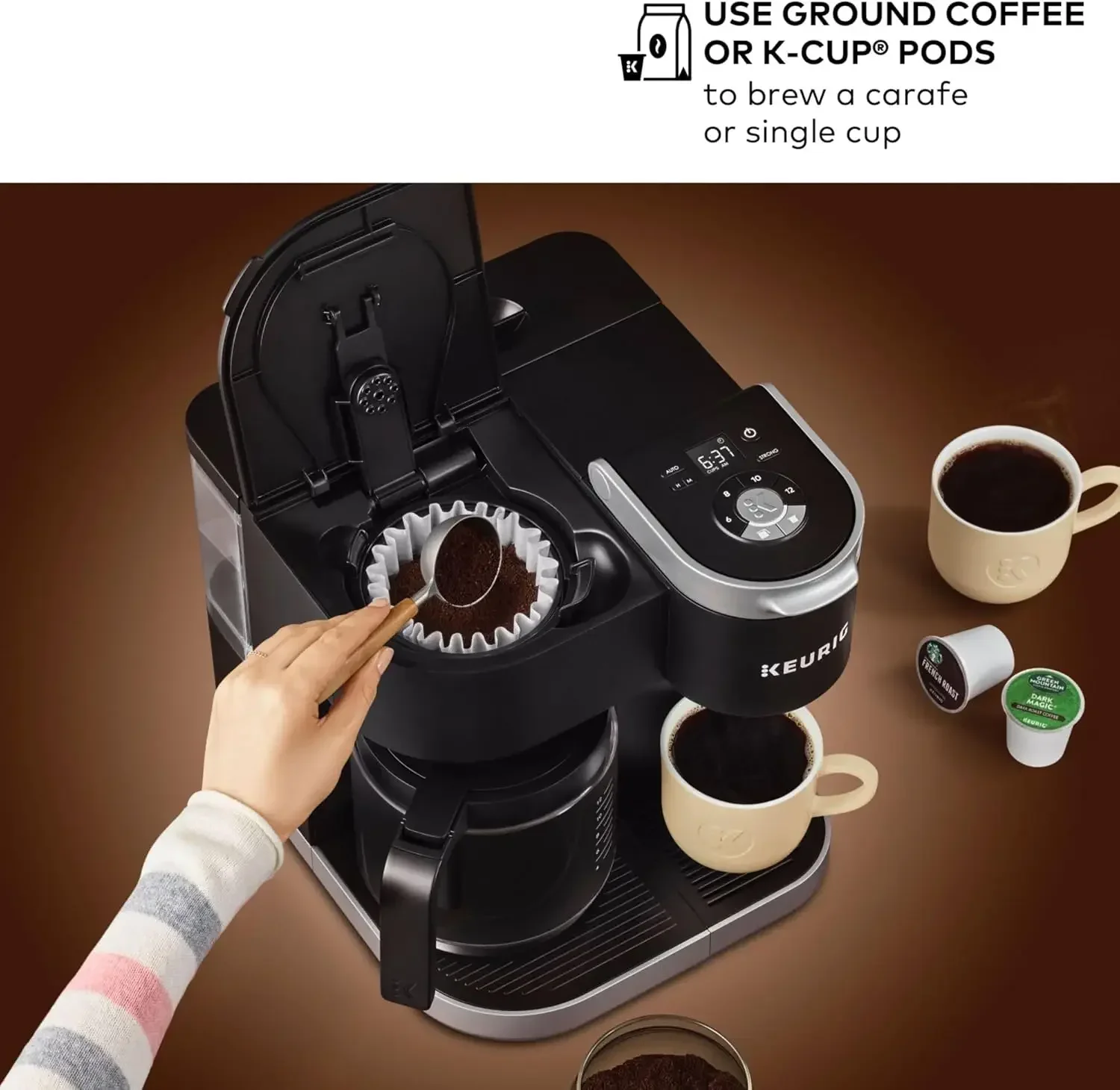 Кофеварка Keurig K-Duo на одну порцию K-Cup с графином различными размерами заваривания