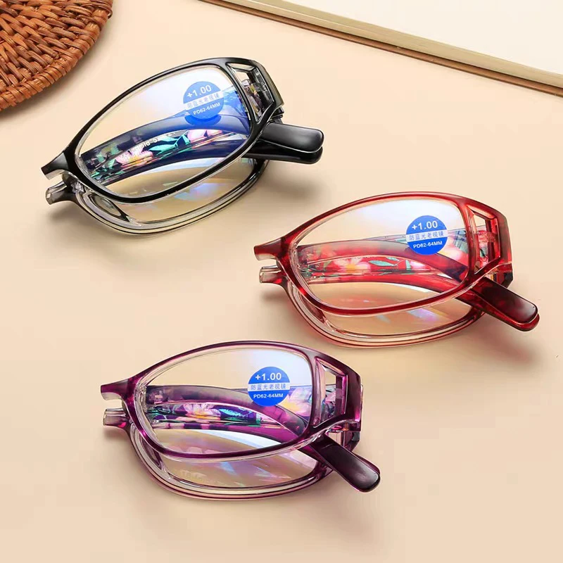 

Fashion Folding Reading Glasses Men Women Anti Blue Ray Anti-fatigue Full Frame Portable Eyeglasses With Original Box