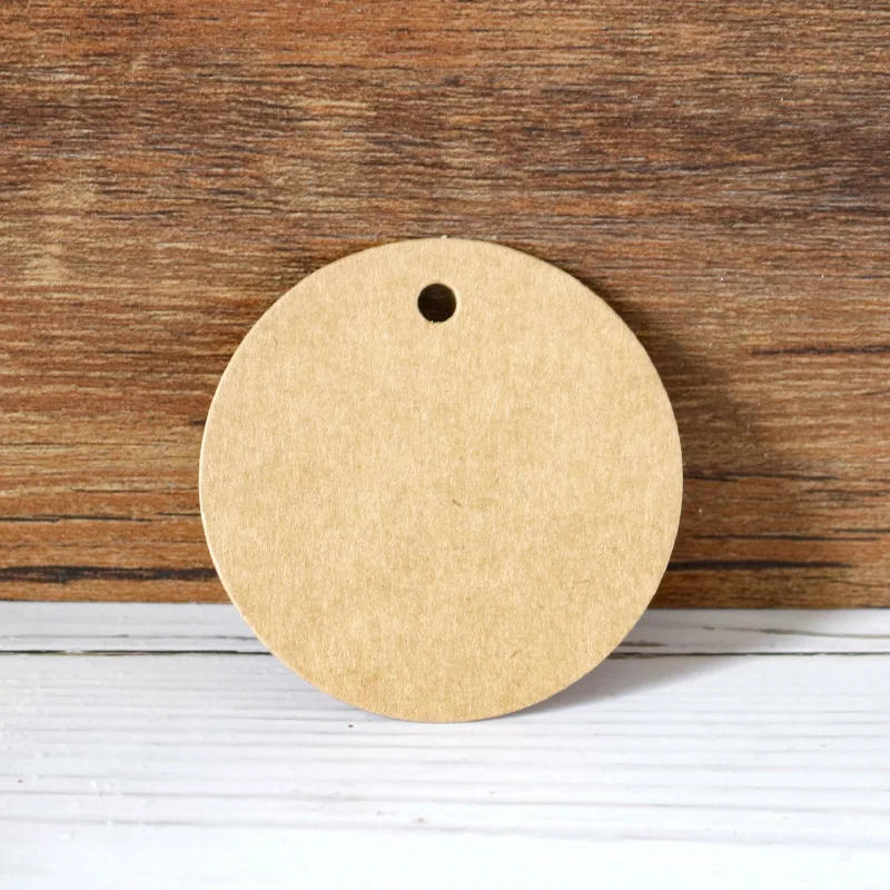 100pcs 3-5cm Round Kraft Paper Tags with Strings Wedding Birthday Christmas Party Gift Hang Tag Labels Packaging Supplies Decor images - 6