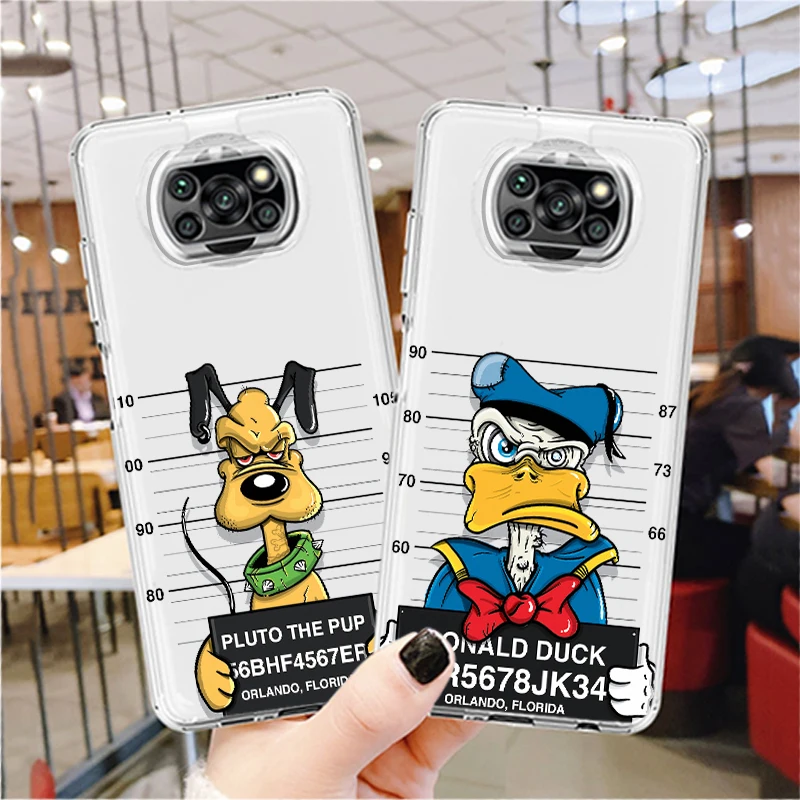 

Phone Case For Xiaomi Mi Poco X4 X3 NFC F4 F3 GT M4 M3 M2 X2 F2 F1 Pro C3 5G Pooh Mickey Donald Duck Transparent TPU Cover