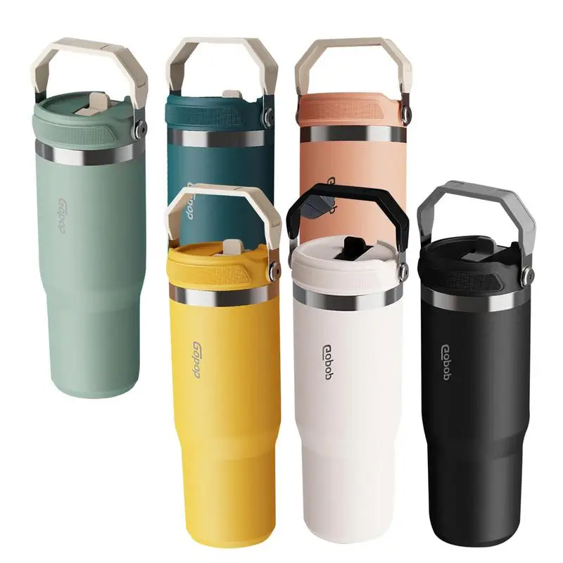 

900ml Thermal Water Bottle Large Capacity With Straw Stainless Steel Thermos Bottle Cold And Hot Water Bottle Sports Thermos Cup
