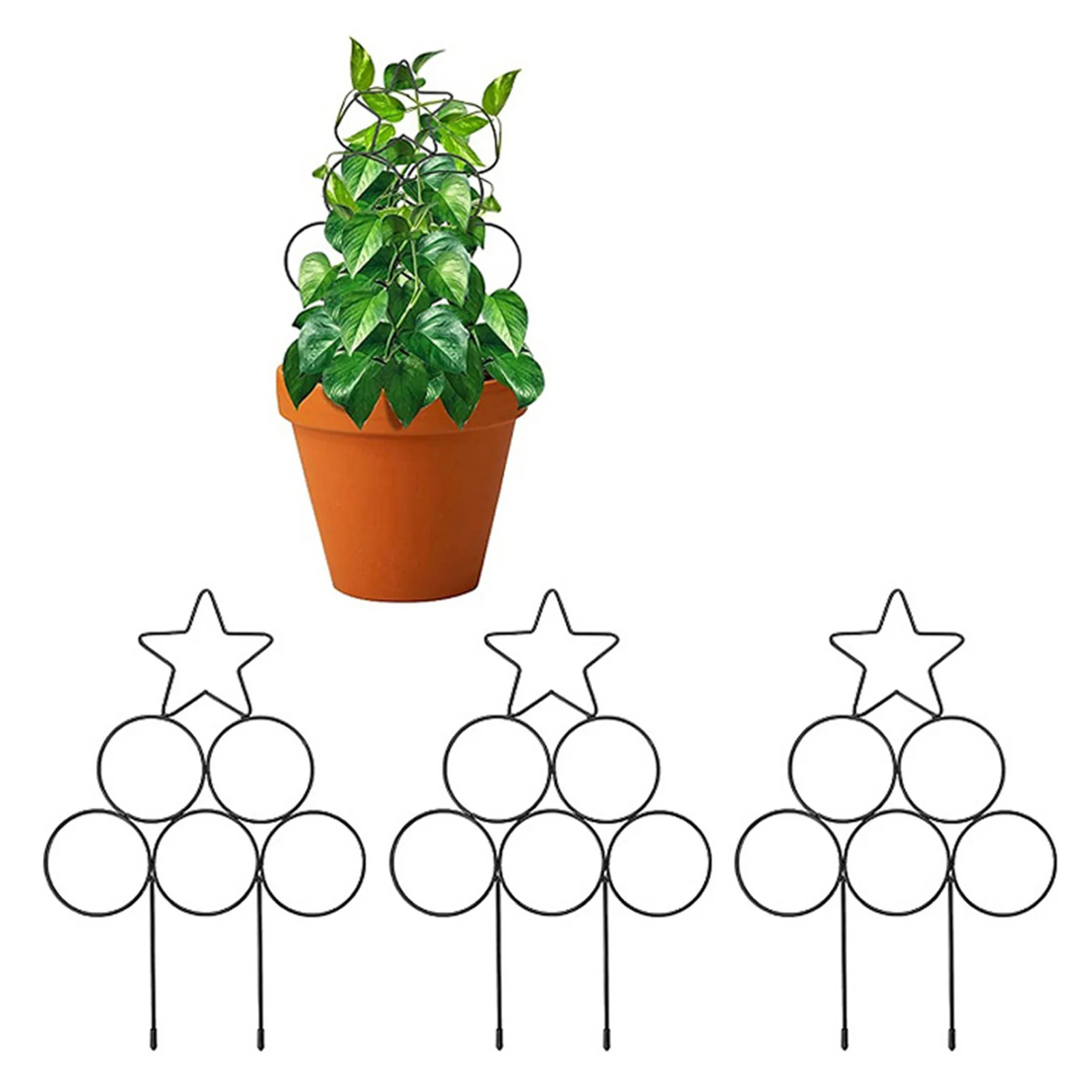 

Circles Stars Garden Support Stake Metal Garden Plants Pot Trellis Decorative Cane Vines Support Ring For Climbing Plants