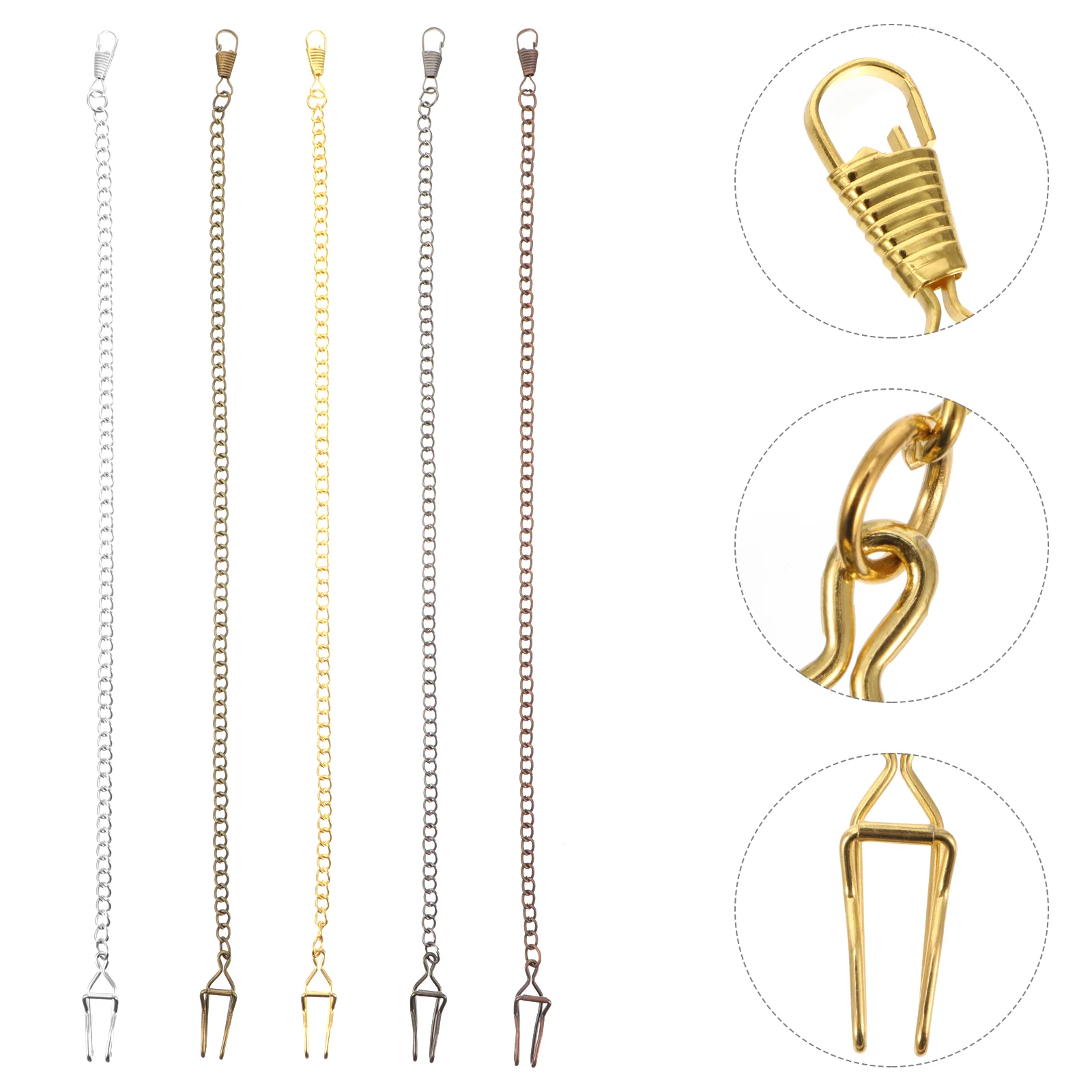 

5 Pcs Pocket Watch Purse Chains Jeans Belt Handbag Gold Keychain Alloy Vintage Digital