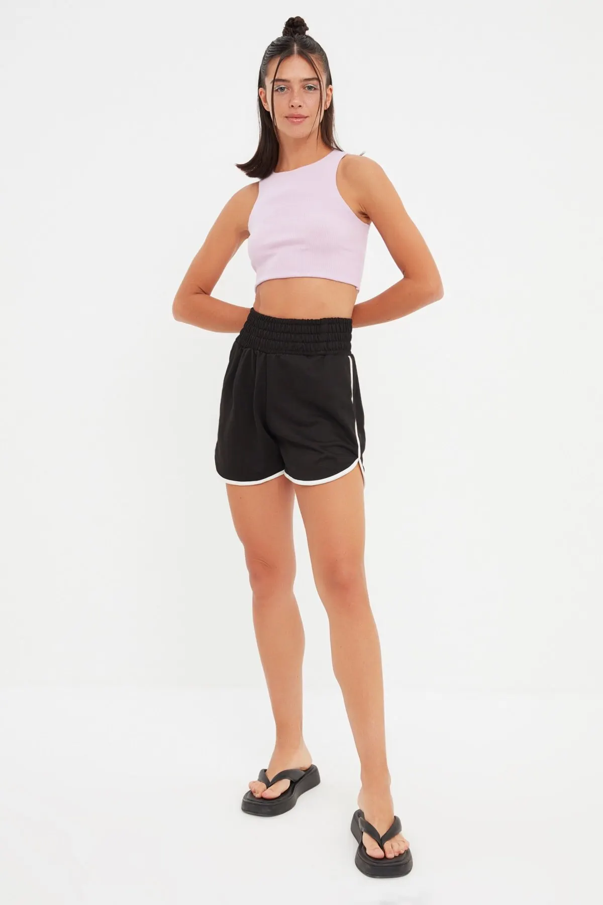

Women's Shorts Black Stripe Detailed Knitted & Bermuda New Summer Bermuda Basic Short Pants Mini Trousers