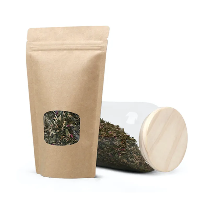 50pcs 3D White Kraft Paper Window Zip Lock Bag Reclosable Foil Inlay Ground Coffee Snack Tea Chocolate Gift Packaging Pouches |