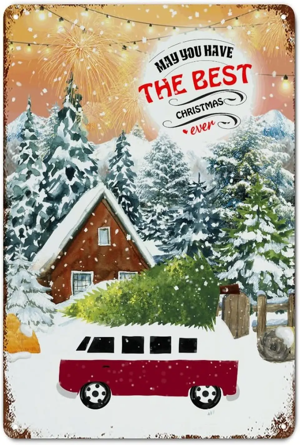 

Merry Christmas Tin Sign Best Christmas Truck Winter Wonderland Retro Plaque Metal Signs Wall Decor Christmas for Home