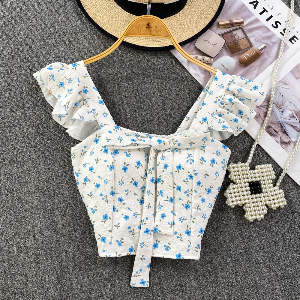 

Женская милая блузка в стиле «лолита» с квадратным вырезом и рукавами-бабочками