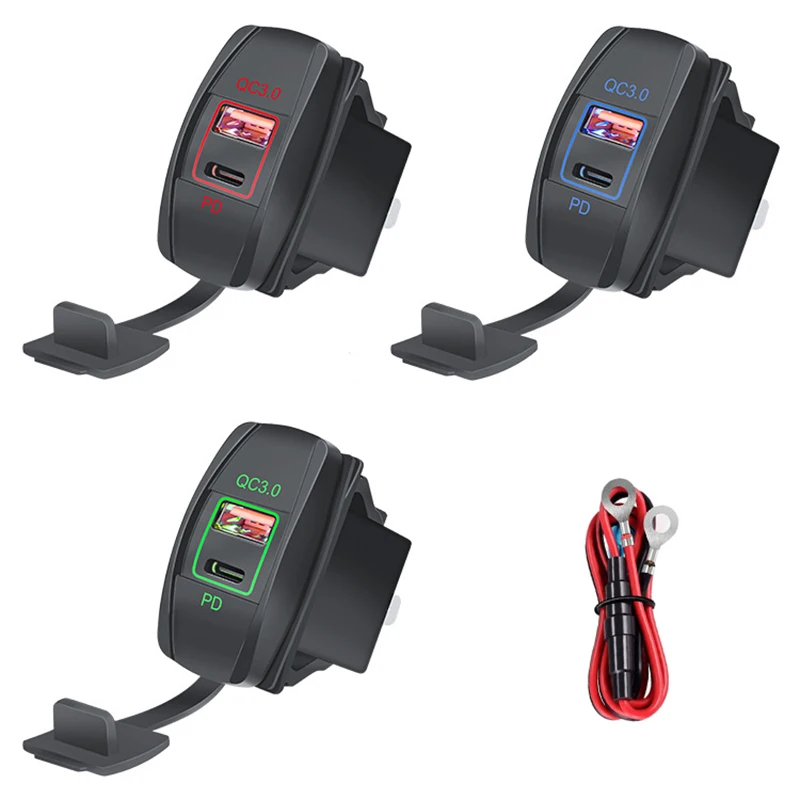 

Rocker Switch Style waterproof 12V Type C PD Charger Power Outlet QC 3.0 Adapter Quick Charger for Marine Boat Vehicle Truck RV
