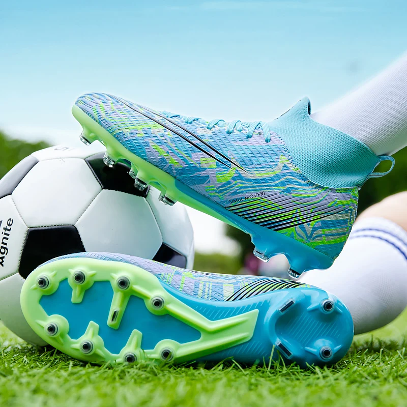 High Ankle Men Soccer Shoes Anti-Slip TF/FG Football Boots Professional Kids Training Footwear Outdoor Grass Cleats Sneakers