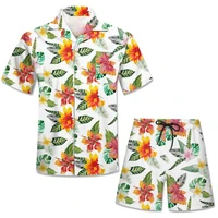 hawaiian beach style shirt 3d printing summer casual floral shirt beach two piece suit 2022 new fashion men suit s 6xl