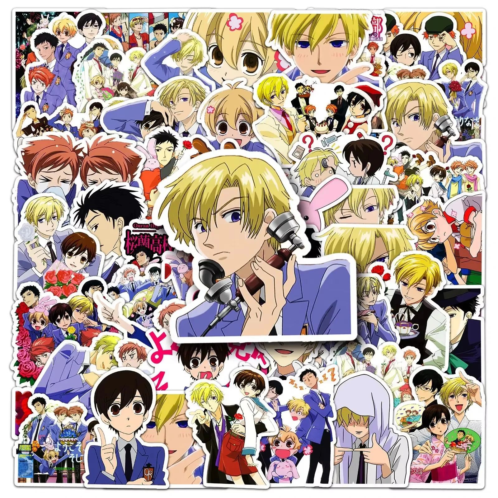 Фото 50 шт. наклеек Ouran High School Host Club: анимационные стикеры для кампуса, мультяшные наклейки для холодильника, багажа, ноутбука, телефона, гитары, автомобиля №2