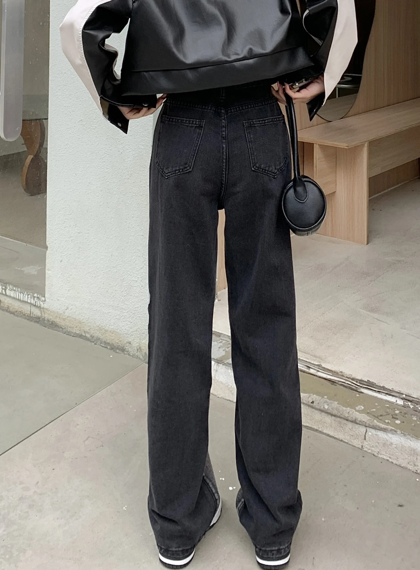 2023 New High Waisted Jeans for Women Clothing Blue Black Straight Leg Denim Pants Trousers Mom Jean Baggy Trousers Full Length