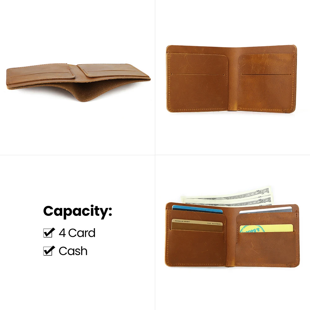 JOYIR мужской тонкий кожаный кошелек Crazy Horse повседневный держатель для денег и