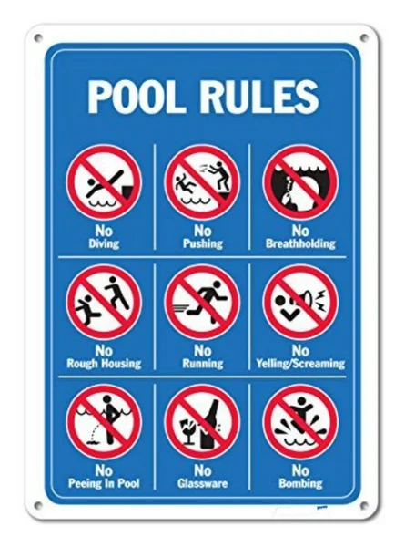 

Pool Signs - Pool Rules Sign With Graphics- Sign Metal Signs Vintage Road Signs Tin Plates Signs Decorative Plaque