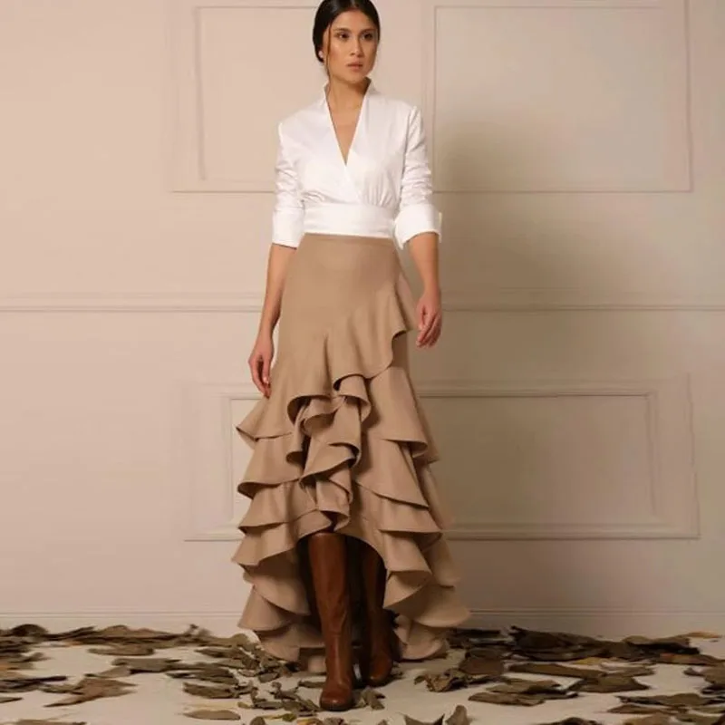 

Юбка Женская длинная хаки с завышенной талией, на молнии