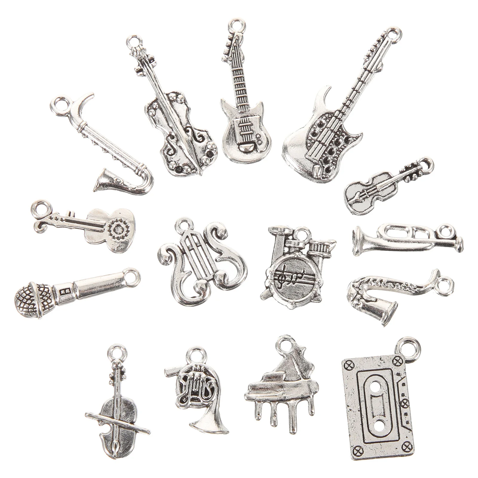 

15 Pcs Jewelry Charm Decor Violin Musical Pendant DIY Accessories Metal Alloy Compact Necklace Choker