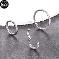 g23 titanium zircon clicker hinged segment ear tragus cartilage daith lip sutd nose ring septum piercing body jewelry for women